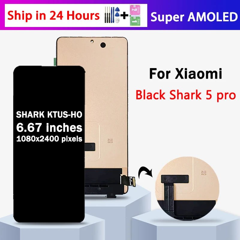 SHARK KTUS-H0 Premium Lcd  For Xiaomi Black Shark 5 Pro Display Touch Screen Digitizer Panel Assembly Lcd Screen With Frame Xiaomi phone repair parts