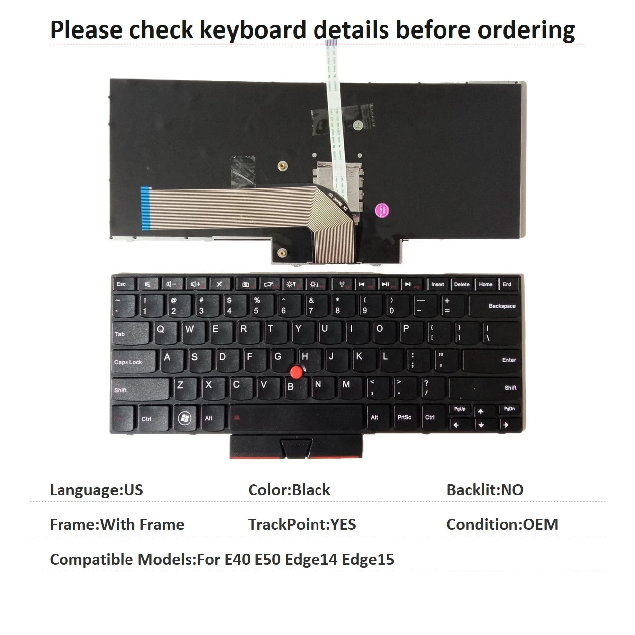 New US Language  Keyboard For Lenovo Thinkpad E40 E50 Edge14 Edge15 Notebook PC Replacement Keyboard Lenovo laptop repair parts