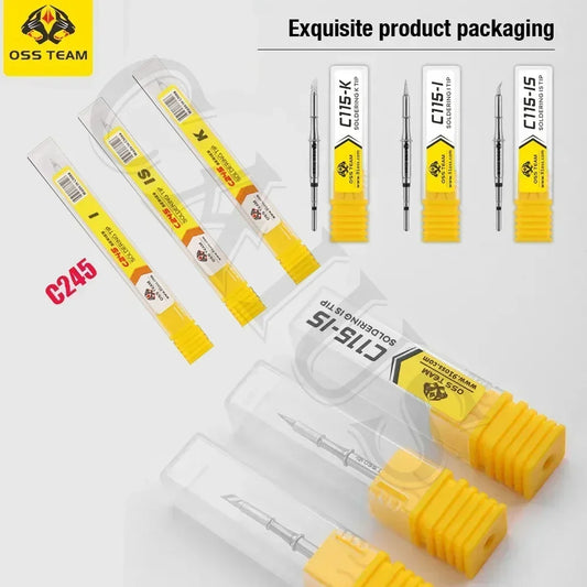 OSS C115 C210 T245 Tips Universal C245 C210 C115 Soldering Iron Tip Compatible SUGUN Maant GVM OSS Soldering Station Handle Professional Repair Tools