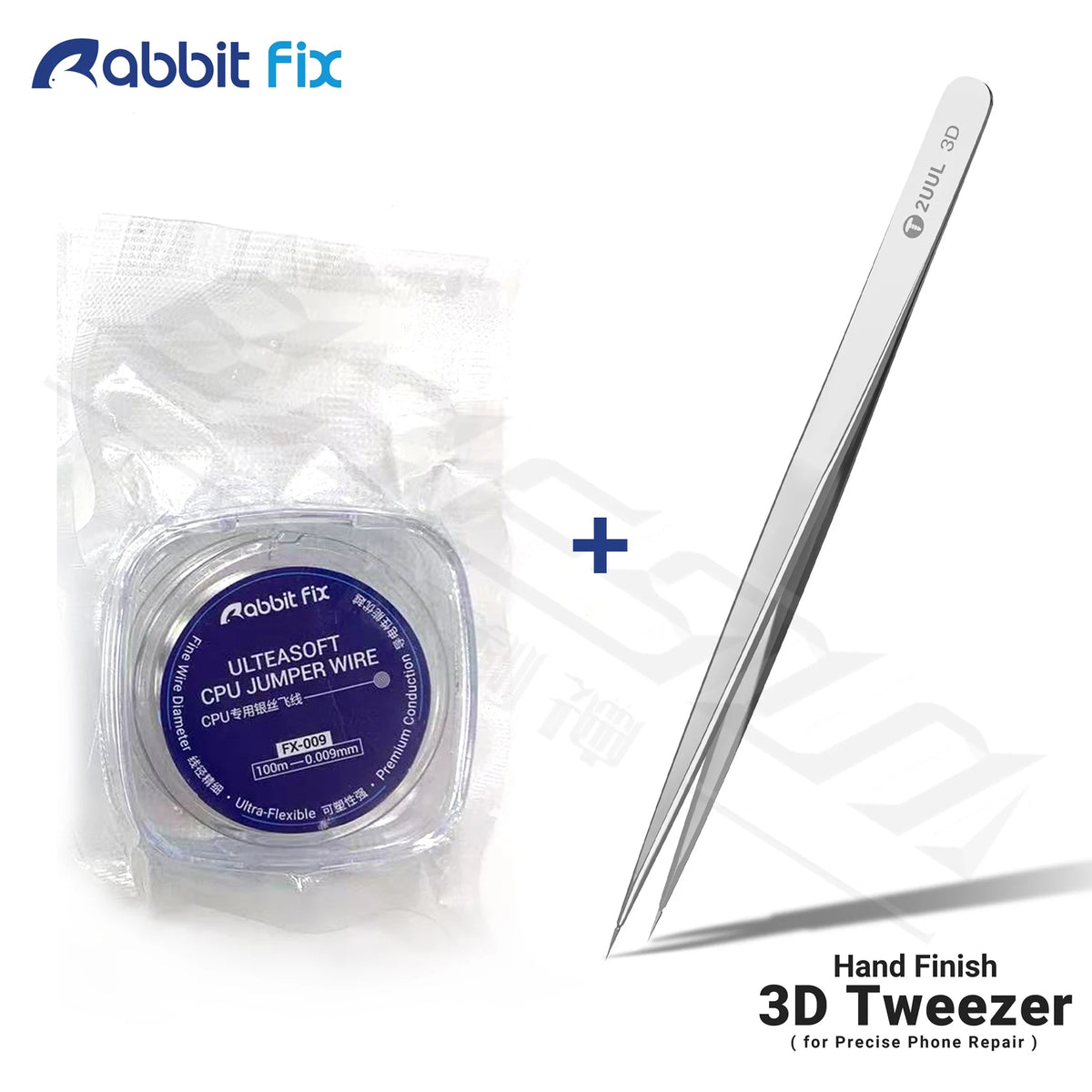 Rabbitfx CPU Silver Thread Repair Jumper Wire 0.009/0.02mm Ultra-soft Copper Wire for Mobile Phones Motherboard Repair Tools Set Professional Repair Tools