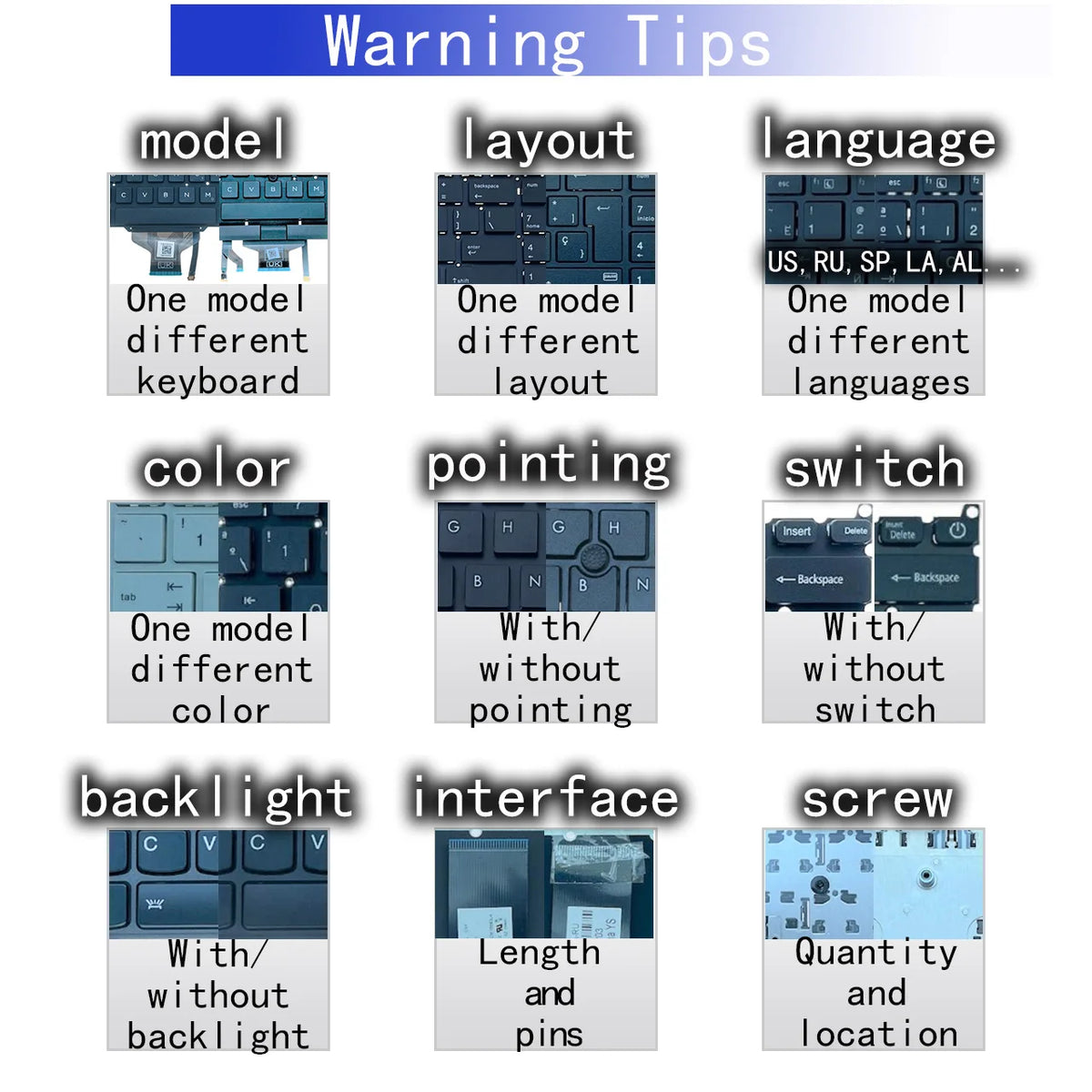 New US Language  Keyboard For HP 8760 8760P 8760W Notebook PC Replacement Keyboard  HP laptop repair parts