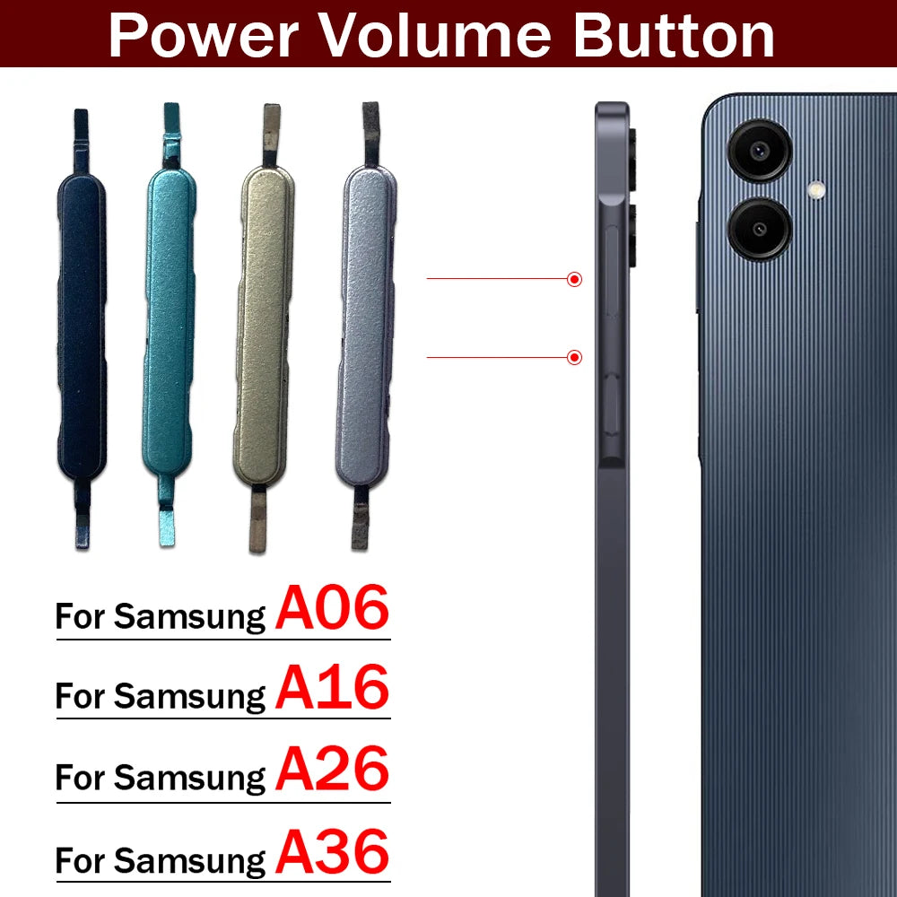 New For Samsung A06 A16 A26 A36 4G 5G Side Key Power and Volume Button Replacement Parts Samsung phone repair parts