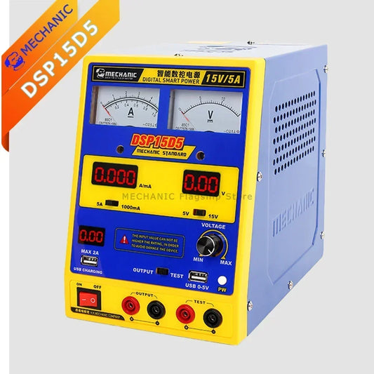 DC Power Supply MECHANIC DSP15D5 15V 5A Dual Pointer LED Intelligent CNC Power Supply Notebook Computer Phone Repair Detection Professional Repair Tools