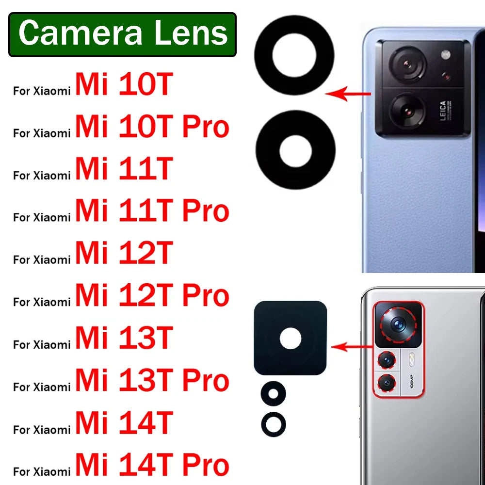 New Camera Glass Rear Back Camera glass Lens For Xiaomi Mi 10T 11T 12T 13T 14T Pro With Glue Adhesive  Xiaomi  Xiao mi phone repair parts