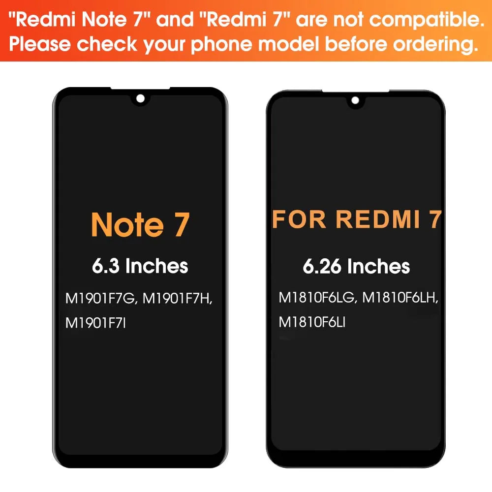 Display Screen for Xiaomi Redmi Note 7 M1901F7G LCD Display Touch Screen Digitizer with Frame for Redmi 7 Redmi7 Replacement Xiaomi phone repair parts