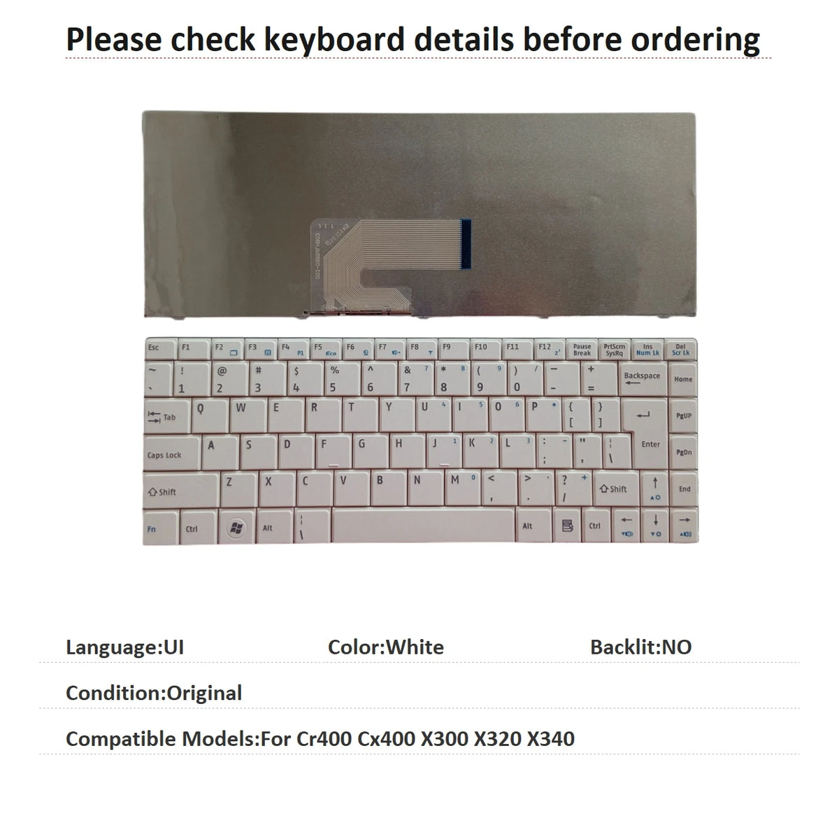 New UI Language  Keyboard For MSI Cr400 Cx400 X300 X320 X340 Notebook PC Replacement Keyboard MSI laptop repair parts