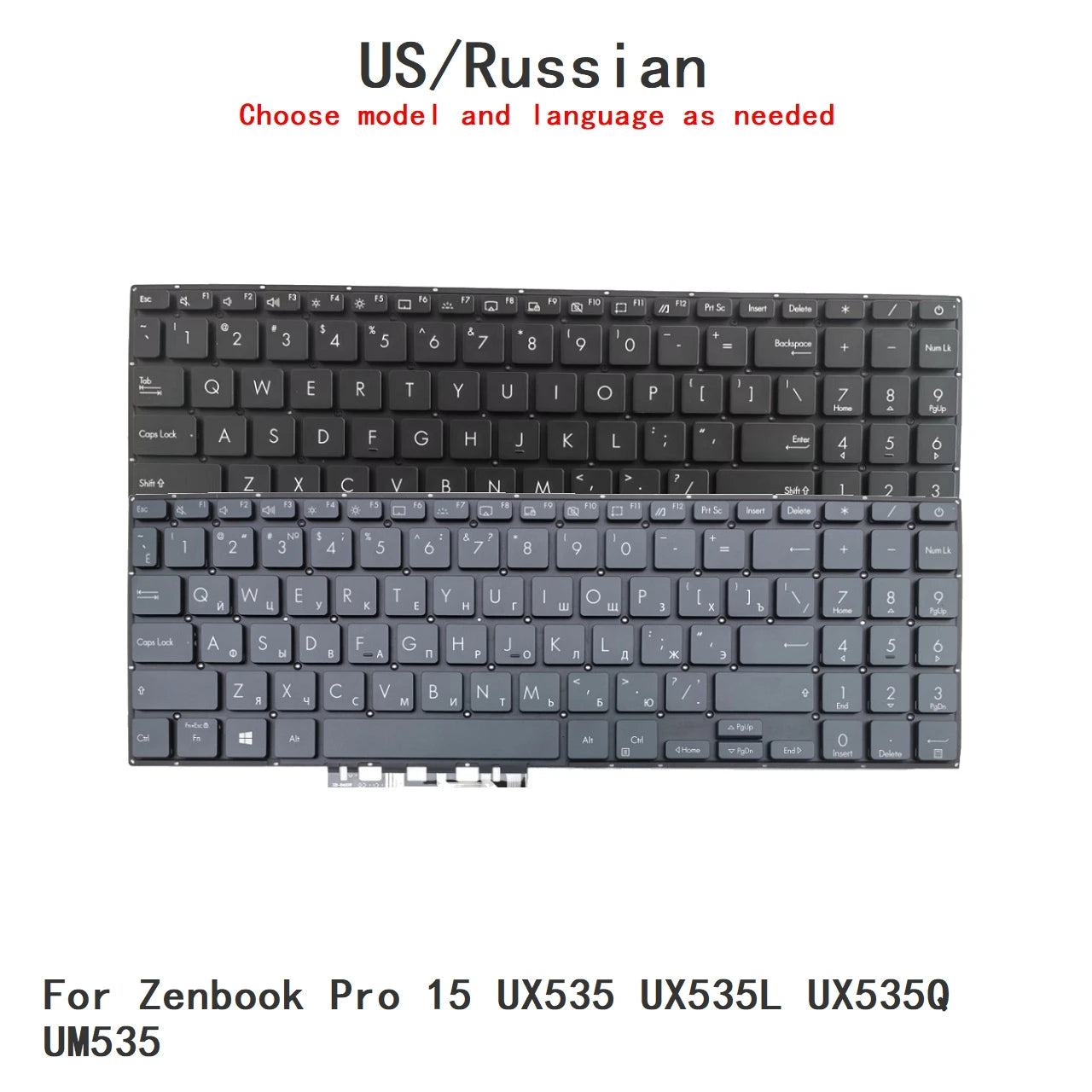 New US Russian Language  Backlit Keyboard For ASUS Zenbook Pro 15 UX535 UX535L UX535Q UM535 Notebook PC Replacement Keyboard ASUS laptop repair parts