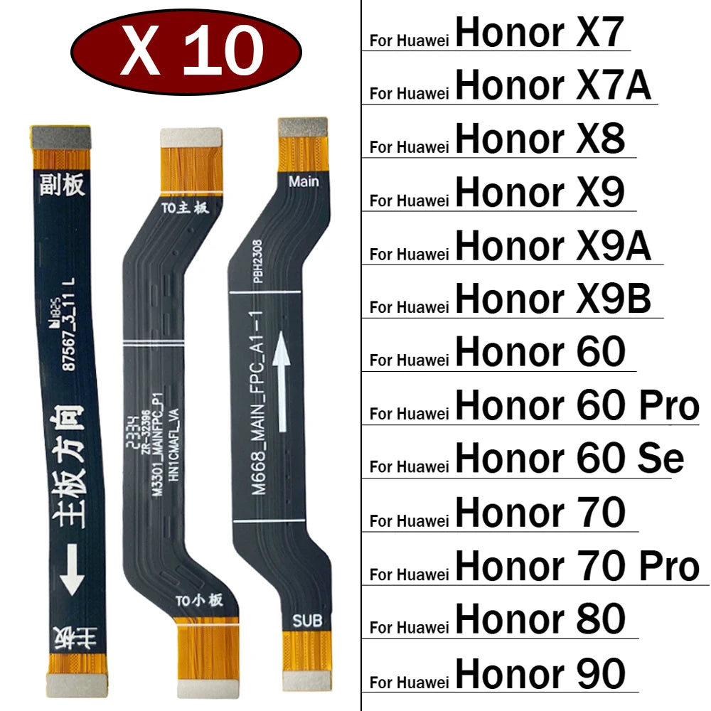 10Pcs, Main Board Motherboard Connector Flex Cable For Huawei Honor X7 X7A X8 X9 X9A X9B 60 70 80 90 Pro Se Huawei phone repair parts