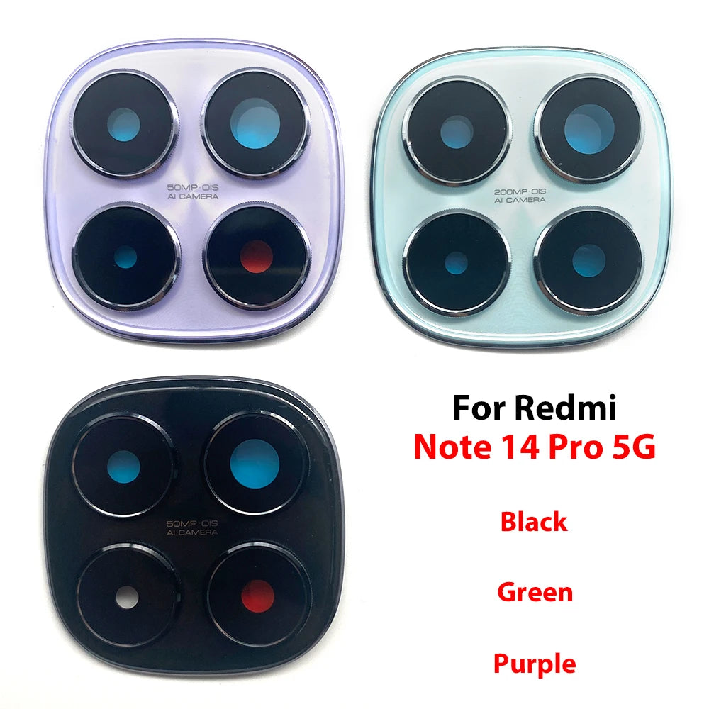 Back Rear Camera Glass Lens Circle Cover Frame With Adhensive For Xiaomi Redmi Note 14 Pro 4G 5G 200MP 50MP Replacement Parts  Xiaomi  Xiao mi phone repair parts