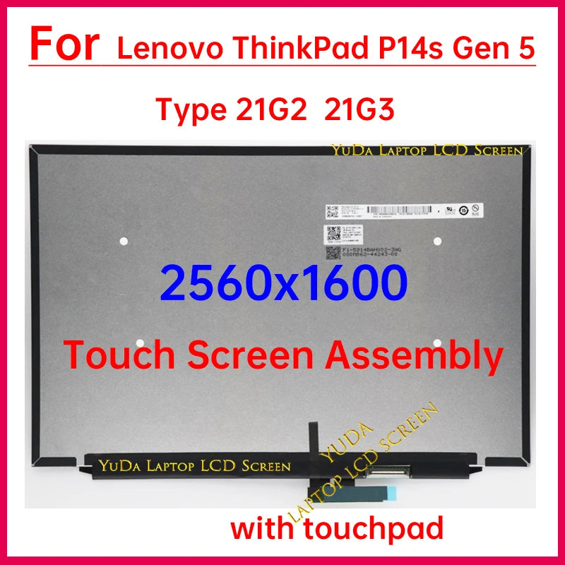 14.5 Inch Touch Screen For Lenovo ThinkPad P14s Gen 5 Type 21G2 21G3 Laptop LCD Display Digitizer Assembly Replacement 2560x1600 Lenovo laptop repair parts