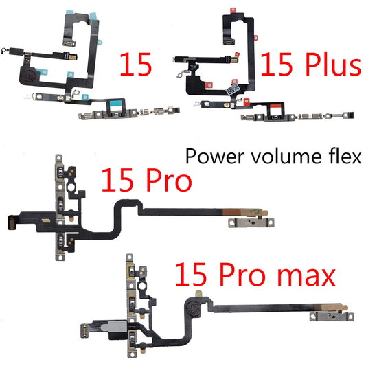1Pcs Power Flex Cable for iPhone 15 16  Pro Max Plus  Volume Flex Ribbon Tape Side Button  Parts iPhone phone repair parts