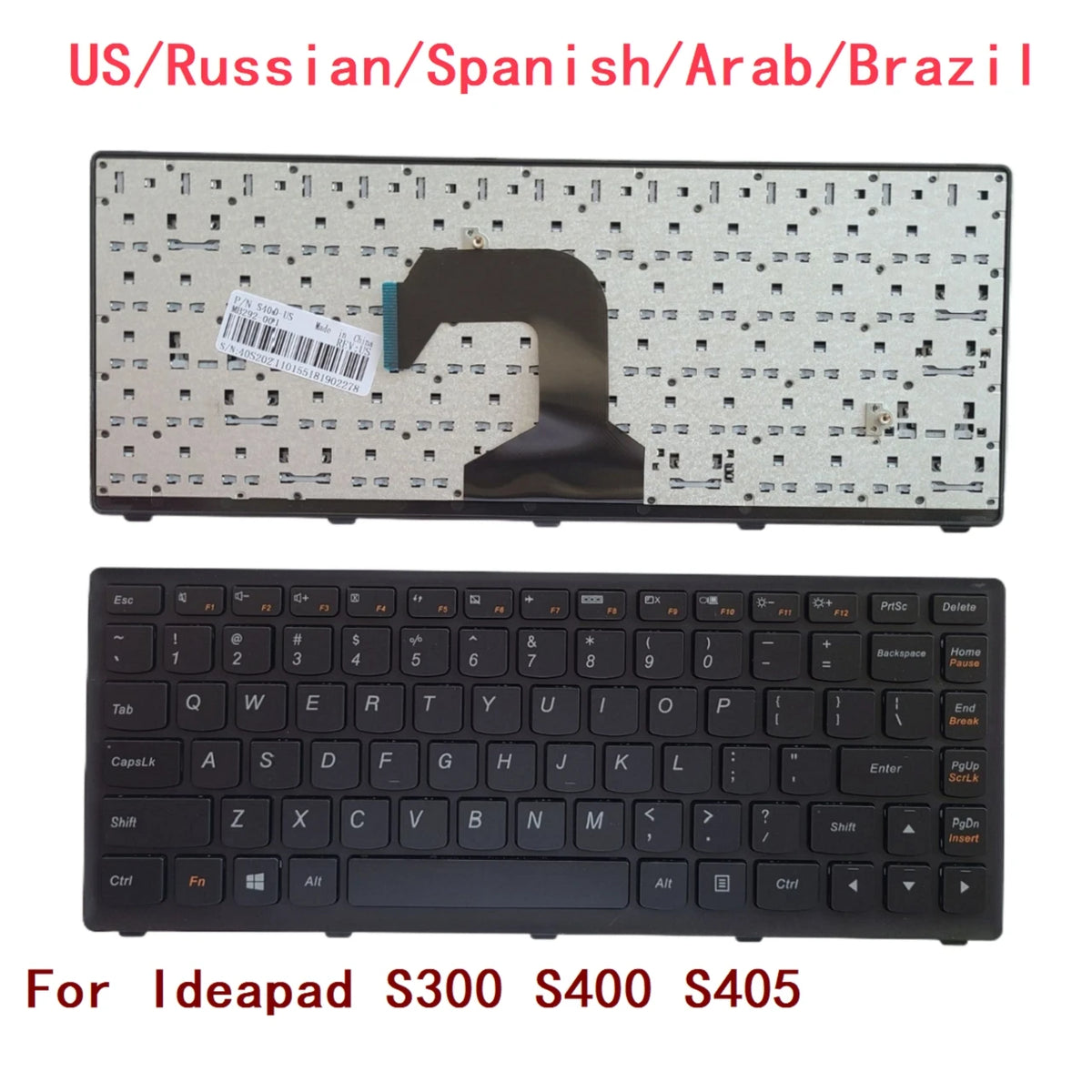 New US Russian Spanish Arab Brazil Laptop Keyboard For Lenovo Ideapad S300 S400 S405 Notebook PC Replacement Lenovo laptop repair parts