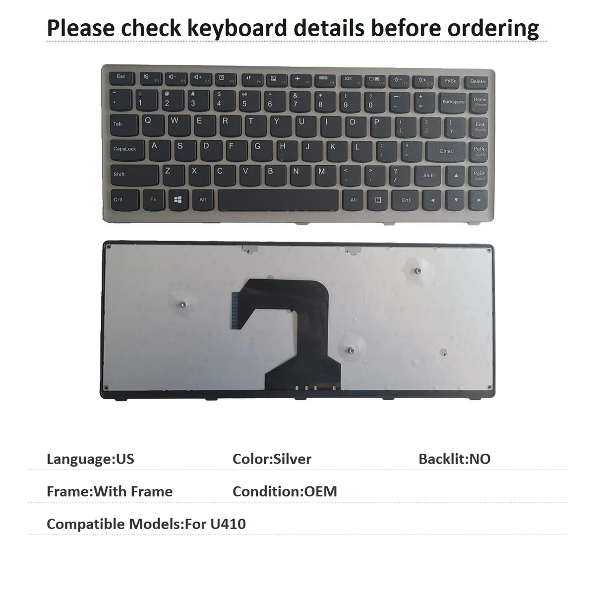 New US Russian Spanish Latin Brazil Language  Keyboard For Lenovo U410 Notebook PC Replacement Keyboard Lenovo laptop repair parts