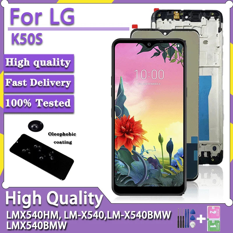 6.5“”IPS For LG K50S LMX540HM, LM-X540, LM-X540BMW, LMX540BMW LCD Display Touch Screen Digitizer For LG K50s Display LG phone repair parts
