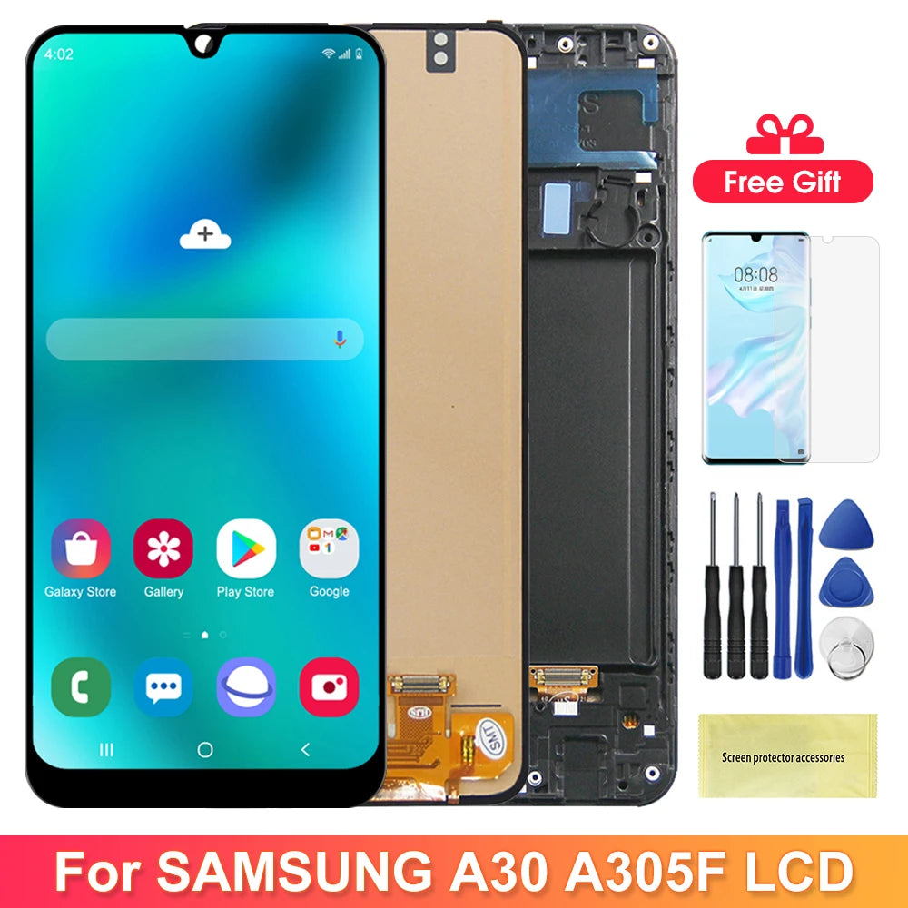 A30 Display Screen With Frame for Samsung Gaxlay A30 A305 A305F A305F/DS Lcd Display Touch Screen Digitizer Replacement Samsung phone repair parts