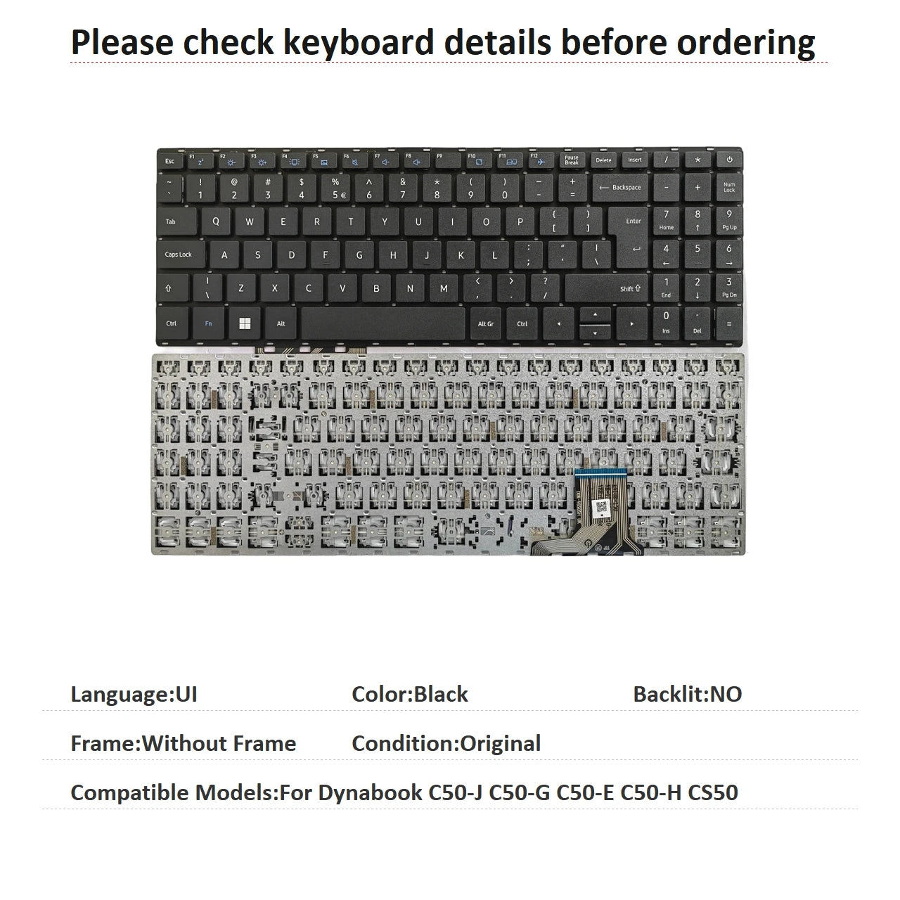 New UI Latin UK Arab Language  Keyboard For Toshiba Dynabook C50-J C50-G C50-E C50-H CS50 Notebook PC Replacement Keyboard