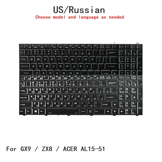 New US Russian Language  RGB Keyboard For HASEE GX9 / ZX8 / ACER AL15-51 Notebook PC Replacement Keyboard