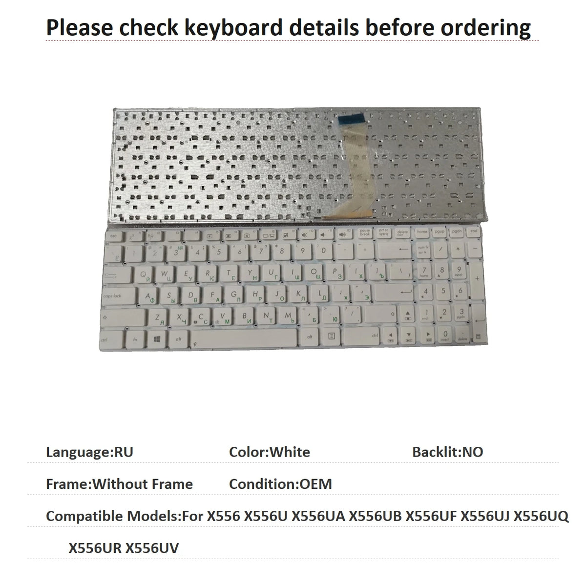 New US Russian Spanish Language  Keyboard For ASUS X556 X556U X556UA X556UB X556UF X556UJ X556UQ X556UR X556UV ASUS laptop repair parts