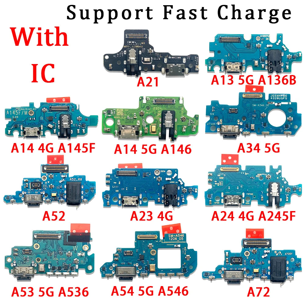 50Pcs, New For Samsung A13 A23 A33 A53 A14 A24 A34 A54 4G 5G USB Charge Port Jack Dock Connector Charging Board Flex Cable Samsung phone repair parts