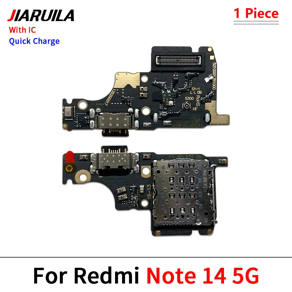 USB Charging Port Board Flex Cable Connector For Xiaomi Redmi Note 14 Pro Plus 4G 5G / Redmi 14C 14R Microphone Module Xiaomi  Xiao mi phone repair parts