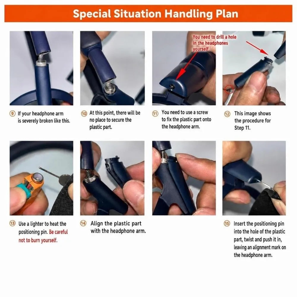 Plastic Headphone Hinge Repair Kit Arm Connector Complete Set Plastic Hinge Slider Connector for Sony WH 1000XM5 Digital camera repair parts