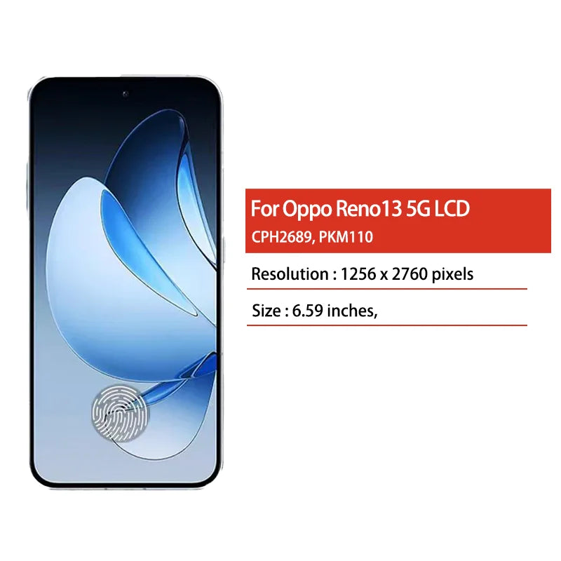 6.59"AMOLED For Oppo Reno13 5G CPH2689 LCD Display Screen Touch Digitizer Assembly For Oppo Reno 13 5G PKM110 Display Oppo phone repair parts Realme phone repair parts