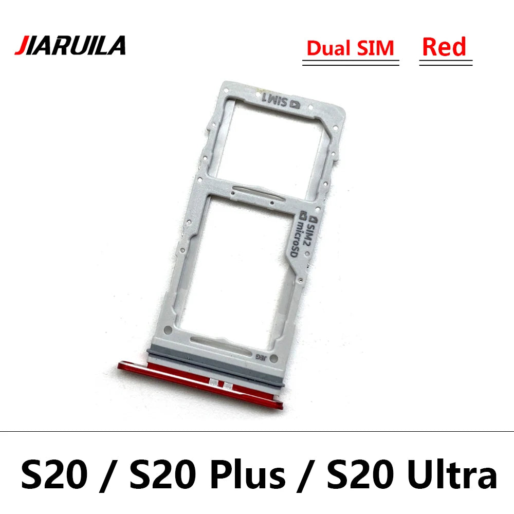 New Single Dual SIM Card Tray  For Samsung  S20 Plus Ultra Sim Slot Holder Replacement Parts Black / Blue / Grey