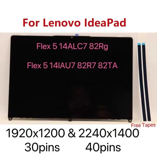 For Lenovo Ideapad Flex 5 14 Lcd Touch Screen Assembly14Iau7 14Alc7 14Abr8 14Iru8 82R7 82R9 82Xx 82Y0 Display Panel Replacement Lenovo laptop repair parts