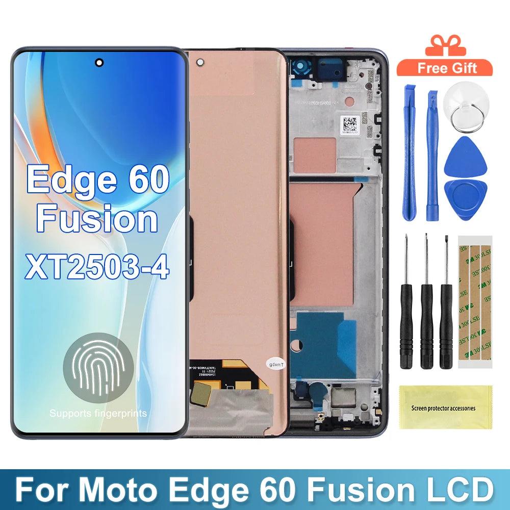 Edge60 Fusion XT2503-4 Display Screen With Fingerprint For Motorola Edge 60 Fusion LCD Display Touch Screen Digitizer Assembly Motorola phone repair parts