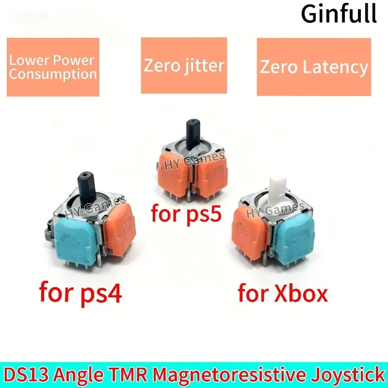 25pcs GINFULL DS13 MAX 2nd Generation TMR Electromagnetic Joystick for PS5/PS4/Xbox Gamepad Controller 3D Analog Stick Rocker Game console repair parts