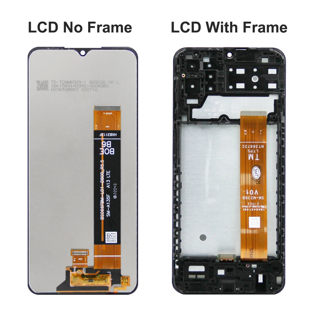 6.6'' A13 Display Screen Replacement, for Samsung Galaxy A13 4G A135 SMA135F A137F Lcd Display Digital Touch Screen with Frame Samsung phone repair parts