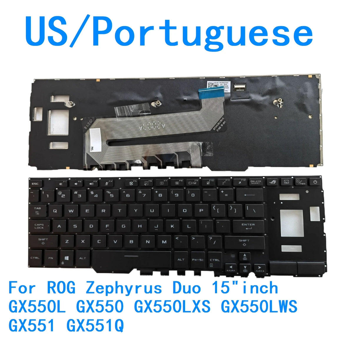 New US Portuguese Language  RGB Keyboard For ASUS ROG Zephyrus Duo 15"inch GX550L GX550 GX550LXS GX550LWS GX551 GX551Q ASUS laptop repair parts
