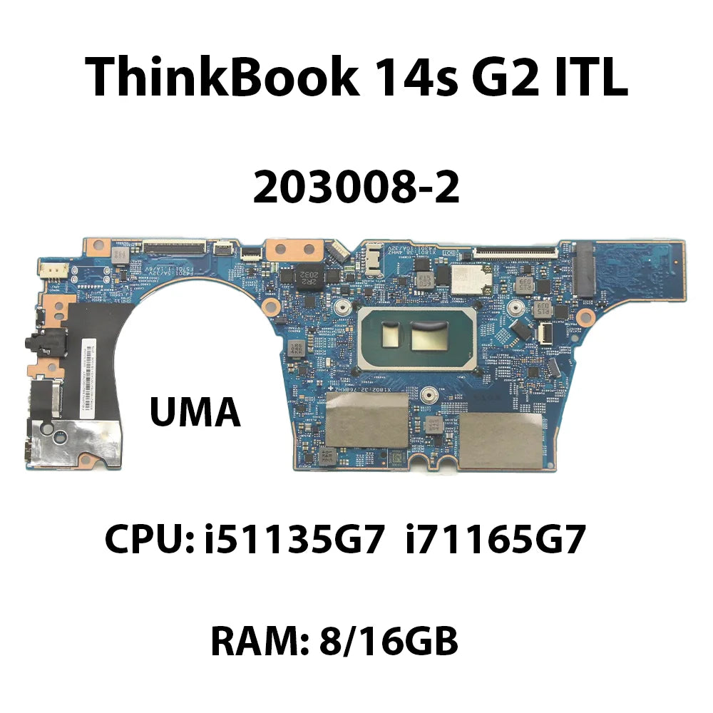 Laptop Motherboard For ThinkBook 14s G2 ITL 203008-2 With CPU: i5-1135G7 i7-1165G7 RAM:8G/16G 5B21B07627 5B21B07629 5B21B07625 Lenovo laptop repair parts