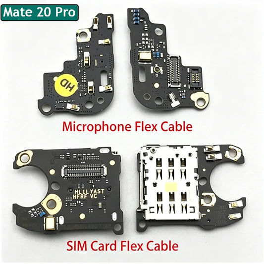 New For Huawei Mate 20 Pro SIM Card Holder Socket Board + Microphone Module Board Antenna Connect Signal Flex Cable Huawei phone repair parts