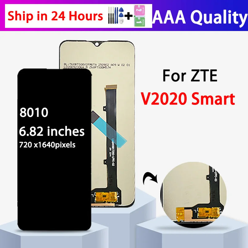 6.82" Screen For ZTE Blade V2020 Smart LCD 8010 Display Touch Screen Digitizer Assembly For ZTE V30 Vita LCD 8030 Screen ZTE phone repair parts
