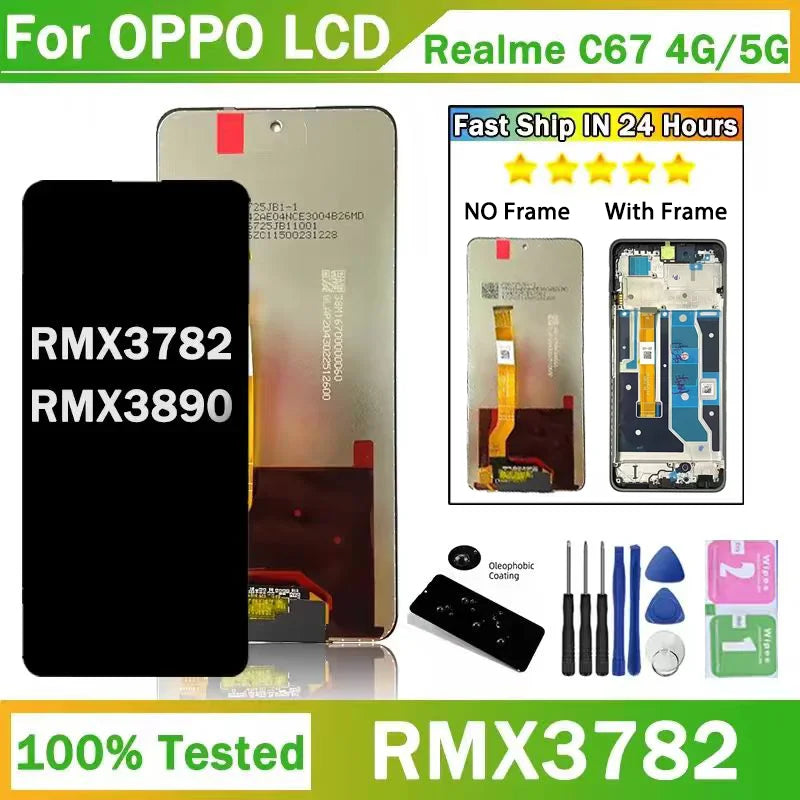 6.72" High Quality For Oppo Realme C67 4G/C67 5G RMX3890 LCD Display Screen+Touch Panel Digitizer Assembly Oppo phone repair parts Realme phone repair parts