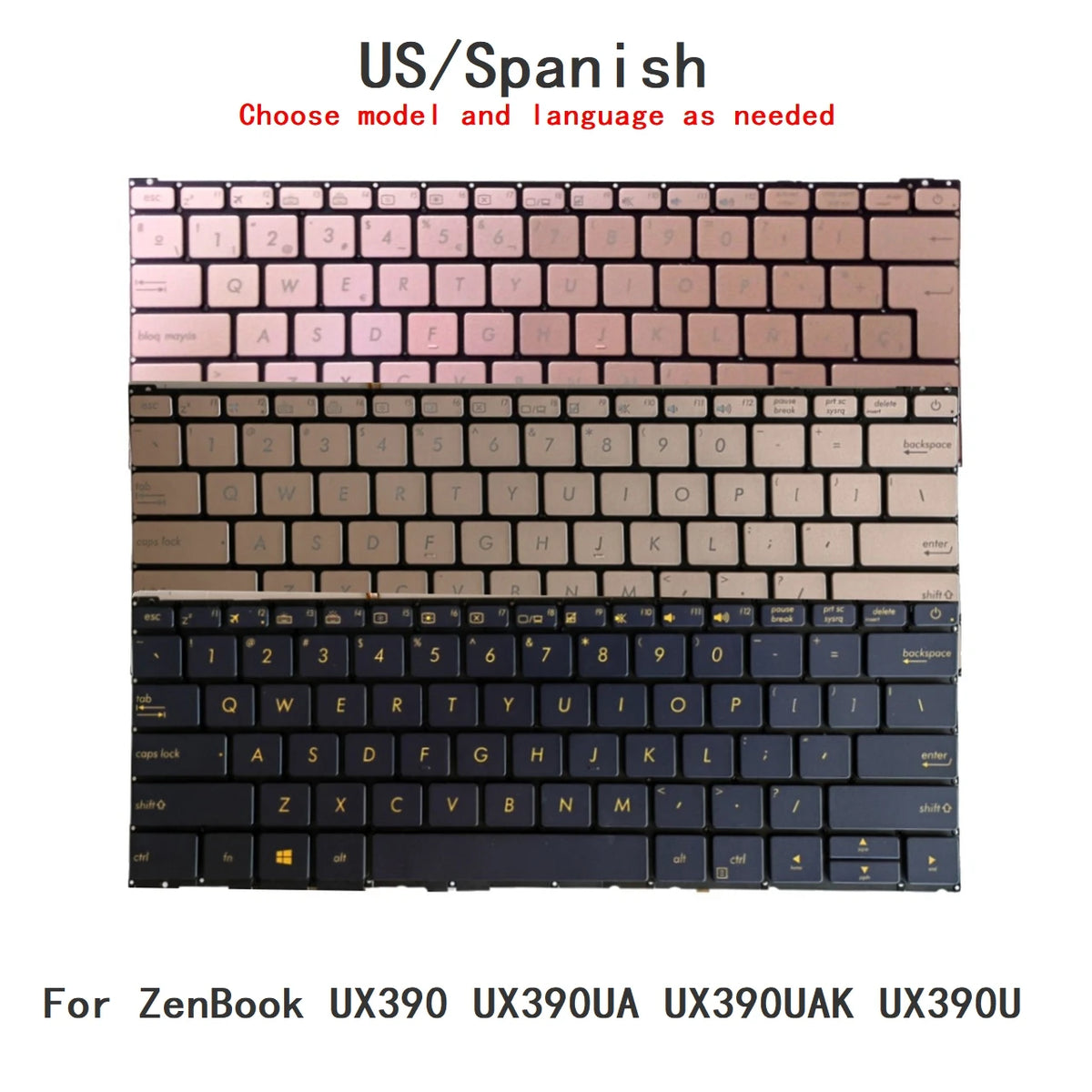 New US Spanish Language  Backlit Keyboard For ASUS ZenBook UX390 UX390UA UX390UAK UX390U Notebook PC Replacement Keyboard ASUS laptop repair parts