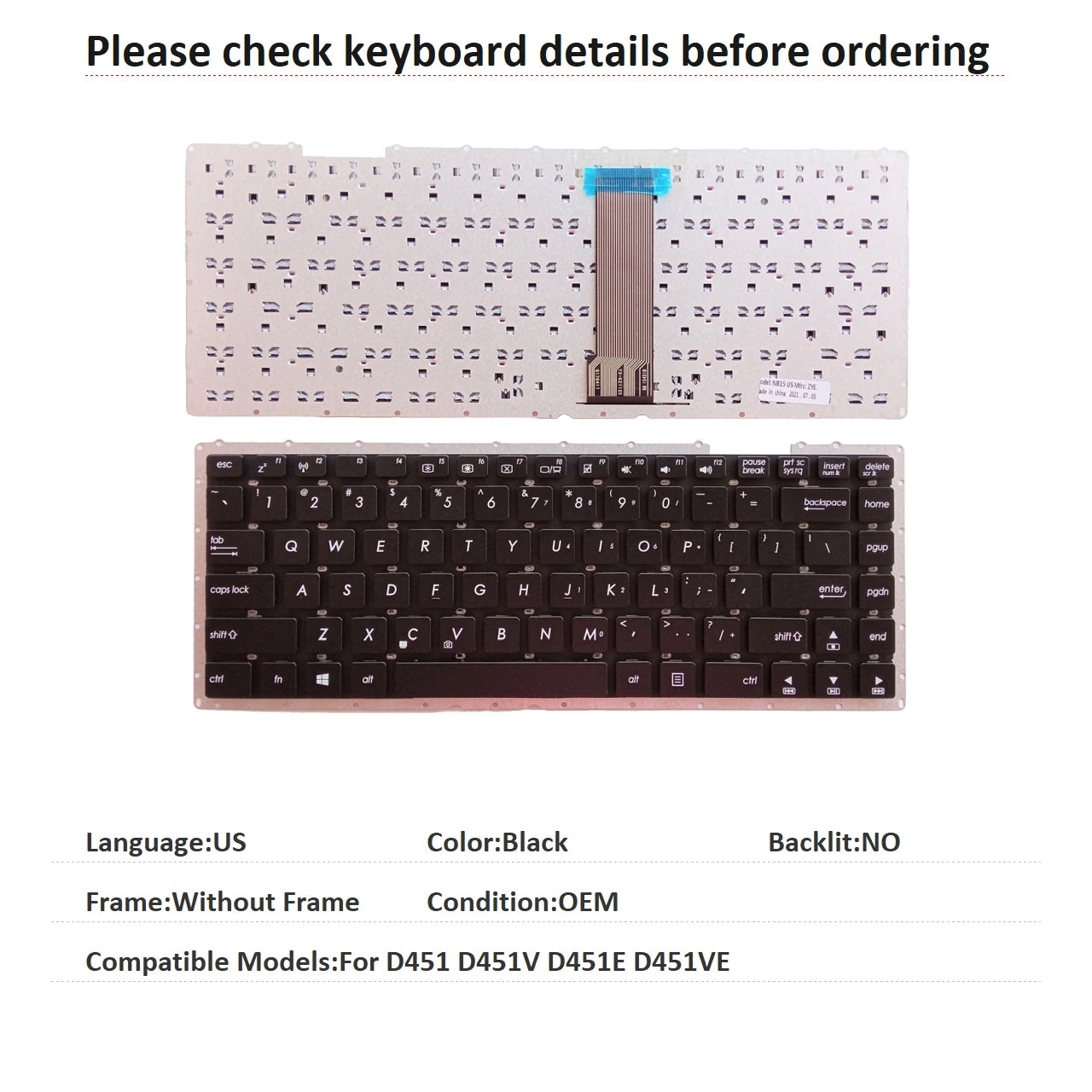 New US Brazil Language  Keyboard For ASUS D451 D451V D451E D451VE Notebook PC Replacement Keyboard ASUS laptop repair parts