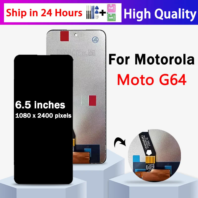 6.5"IPS 120Hz For Motorola Moto G64 LCD Display Touch Screen Digitizer Assembly With Frame Replacement Repair Parts Motorola phone repair parts