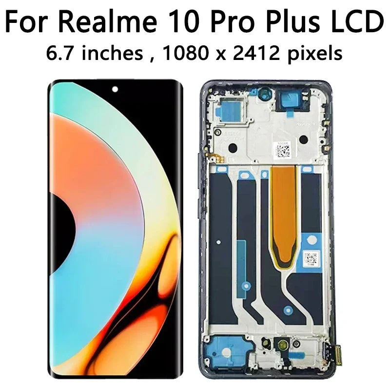 6.7“AMOLED For Realme 10 Pro Plus LCD Display Touch Screen Digitizer For Realme 10 Pro+ RMX3687 RMX3686 Display  Oppo phone repair parts