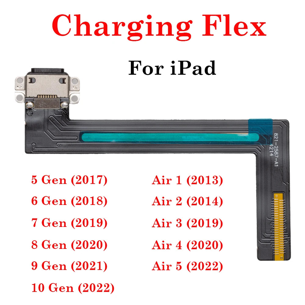 For iPad Air 1 2 3 4 5 6 7 8 9 Charger USB Charing Port Dock Plug Jack Socket Connector Data Flex Cable 2017 2018 2019 2020 2021 iPad tablet repair parts