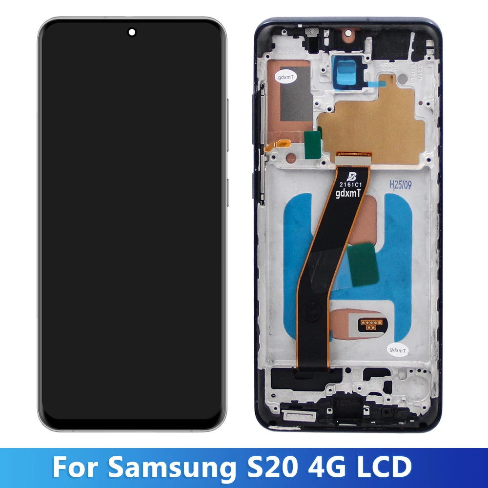 For Samsung S20 4G Touch Screen G980 G980F G980F/DS LCD Display Touch Screen Digitizer with Frame Replacement 100% Tested Samsung phone repair parts