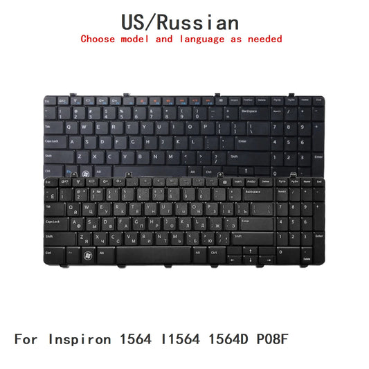 New US Russian Language  Keyboard For Dell Inspiron 1564 I1564 1564D P08F Notebook PC Replacement KeyboardDell laptop repair parts