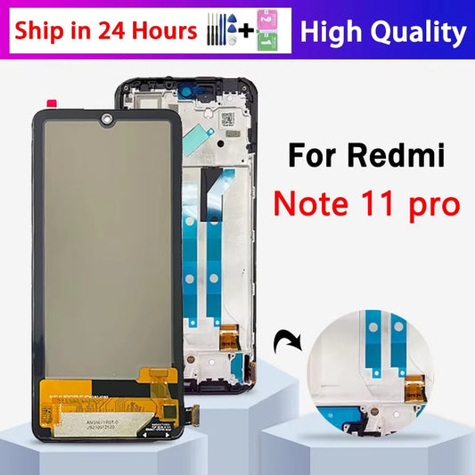 100% tested For Xiaomi Redmi Note 11 Pro LCD 2201116TG Touch Screen Digitizer For Redmi Note11Pro 5G 21091116I Display Frame Xiaomi phone repair parts