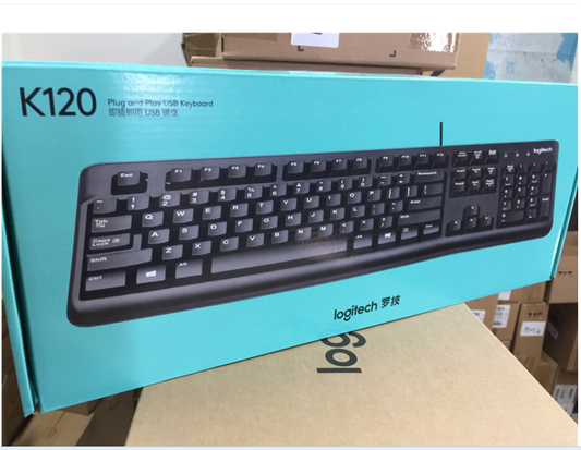 Boxed genuine, Logitech K120 USB wired keyboard, computer office waterproof curved space bar