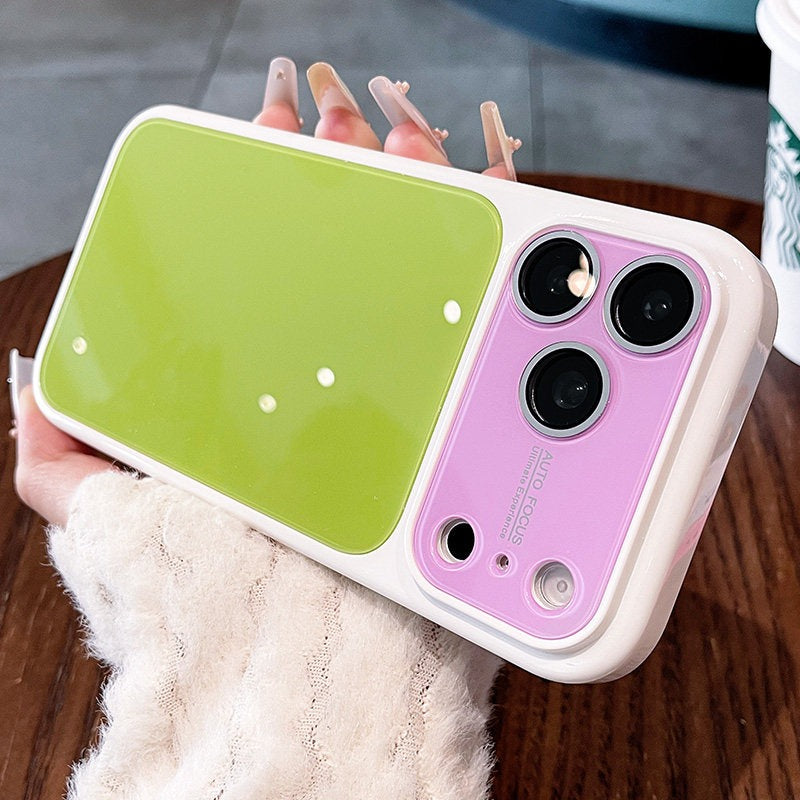 Spring and summer dopamine contrast color for iPhone 17 seconds change 17pro lens frame new mobile phone case iPhone16 integrated lens film solid color jelly anti-drop 15 explosive case Phone accessories