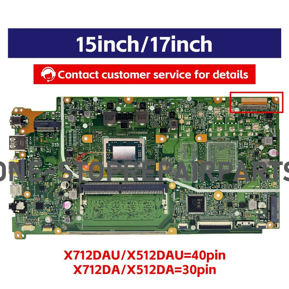 For ASUS X512DA X712DA X512DK X712DK X512D X712DAP F512D F512DA Laptop Motherboard With R3 R5 R7 CPU 4GB/0GB ASUS laptop repair parts