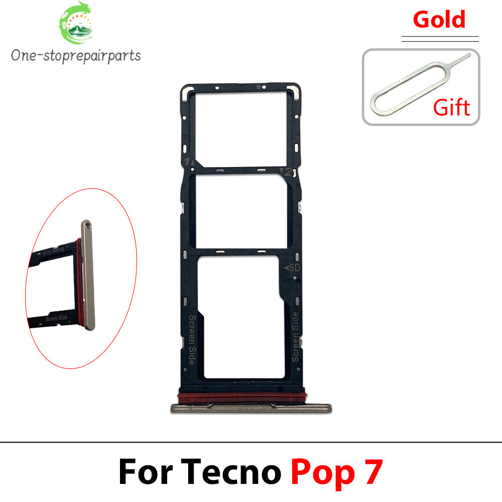 SIM Card Tray Slot Holder Adapter Accessories For Tecno Pop 5 6 7 Pova 2 3 4 5 Neo Pro Tecno phone repair parts