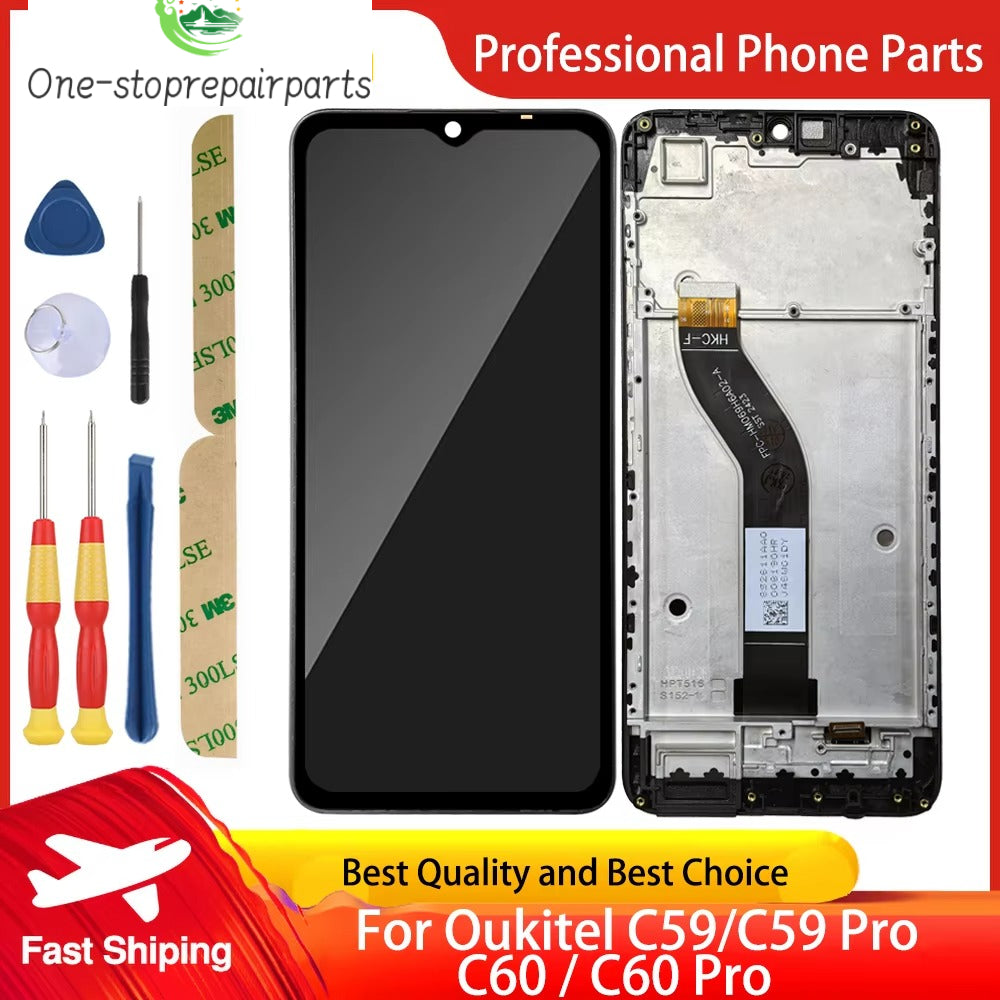 Display Touch New For Oukitel C59 Pro C60 Pro C61 Pro C62 Pro C72 LCD Screen Digitizer Assembly With Frame Free Tools Other Brand Phone repair parts