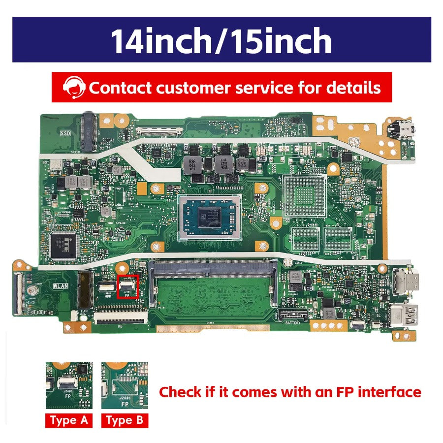 X415DA Laptop Motherboard For ASUS VivoBook X515DAP FL8850D X415D X515DA Notebook Mainboard With R3 R5 R7 CPU 100% Tests OK Stk ASUS laptop repair parts